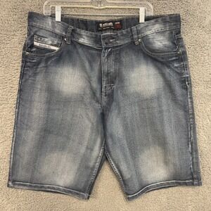 VTG Ecko Unltd Shorts Men's Size 38x13 Blue Distressed Denim‎ Jeans Baggy Y2K